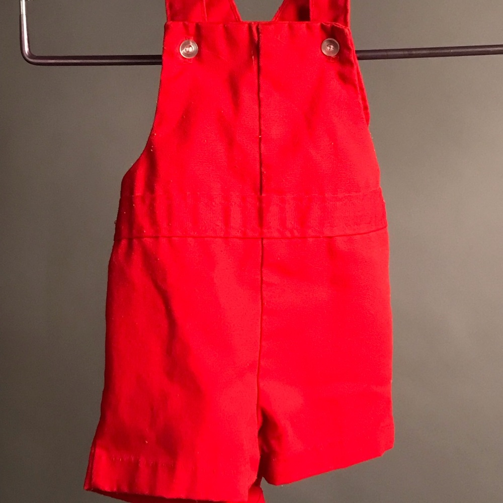 Red Kids Overalls 1970s Vintage Healthtex 18mo